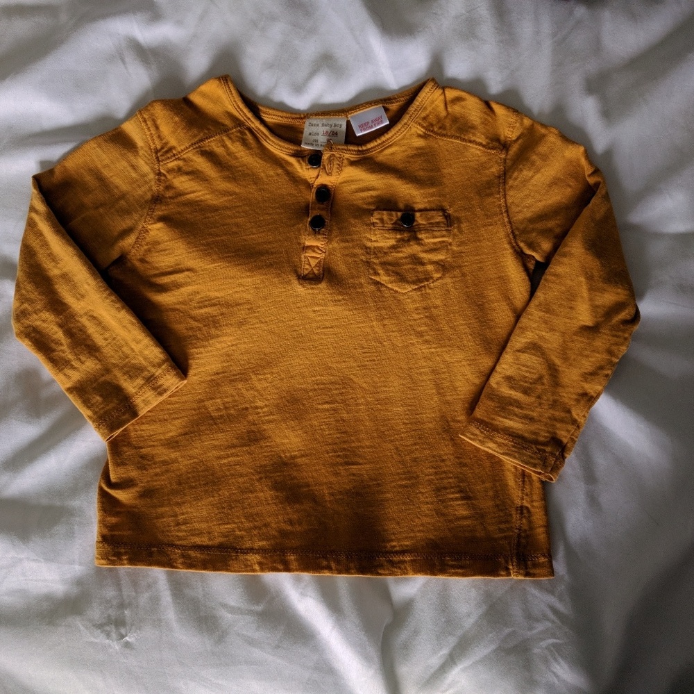 Zara B-Cotton Mustard Henley Shirt 18-24mo